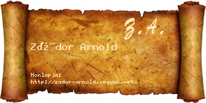 Zádor Arnold névjegykártya
